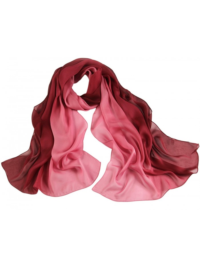 Ayli Women's Mulberry Silk Scarf Long Shawl Wrap Various Style - Purple Red Shades - C61299O7A0B