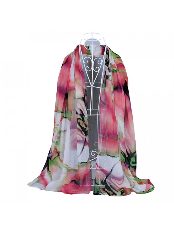 XUANOU Chiffon Scarf Fashion Lady Long Wrap Women's Shawl Scarves - Pink - CY12MNR2KY3