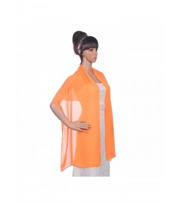 Vimans Fashion Long Chiffon Bridal Evening Shawls Scarves Wrap/Stole/Pashmina - Orange - CT128BQWPZ9