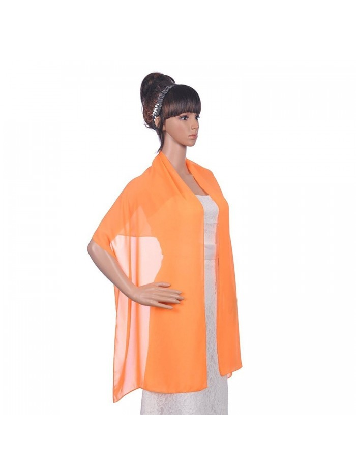 Vimans Fashion Long Chiffon Bridal Evening Shawls Scarves Wrap/Stole/Pashmina - Orange - CT128BQWPZ9