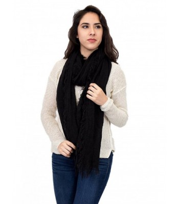 Super long Wide distressed Scarf- Acrylic scarf- winter plain color scar- solid color - Black - CF186EM57WI
