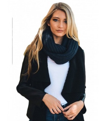 Aris Womens Thick & Chunky Chic Cable Knit Infinity Bundle Scarf & Bag - Navy - CI12O4XFQ0T