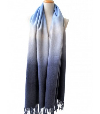 100%Hand Dye Wool Scarf- Pashmina-Shawl- Gradient Color - Blue and Black - CY186AQ74XT