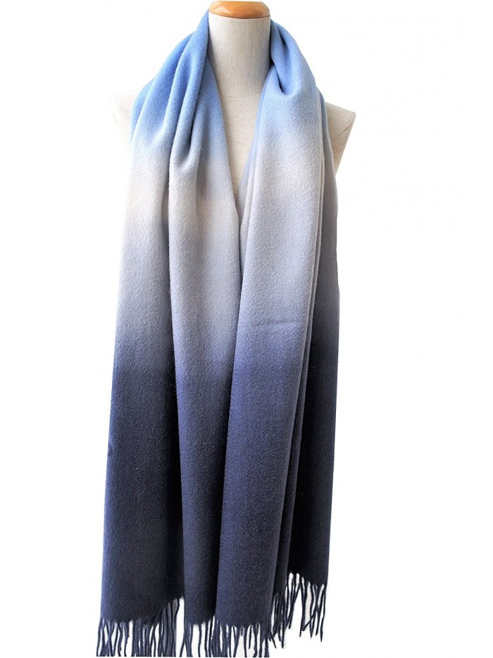 100%Hand Dye Wool Scarf- Pashmina-Shawl- Gradient Color - Blue and Black - CY186AQ74XT