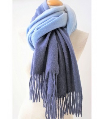 100%Hand Dye Wool Scarf- Pashmina-Shawl- Gradient Color - Blue and ...