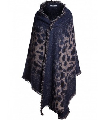 BodiLove Women's Paisley Leopard Floral Print Pashmina Shawl Wrap Cape - Blue - CQ12N15MNH0