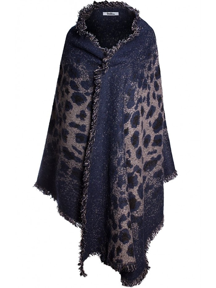 BodiLove Women's Paisley Leopard Floral Print Pashmina Shawl Wrap Cape - Blue - CQ12N15MNH0