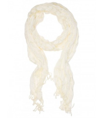 DRY77 Solid Plain Wrinkled Designer Inspired Fashion Shawl Scarf - Quarter Pearl Lusta White - C011CQKLCVF