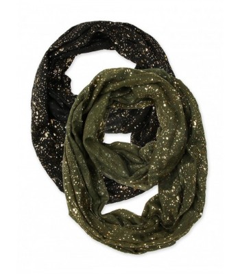 corciova Bronzing Starry Dot Fireworks Infinity Scarf Scarves - Starry Black and Olive - CD129BQDEVH