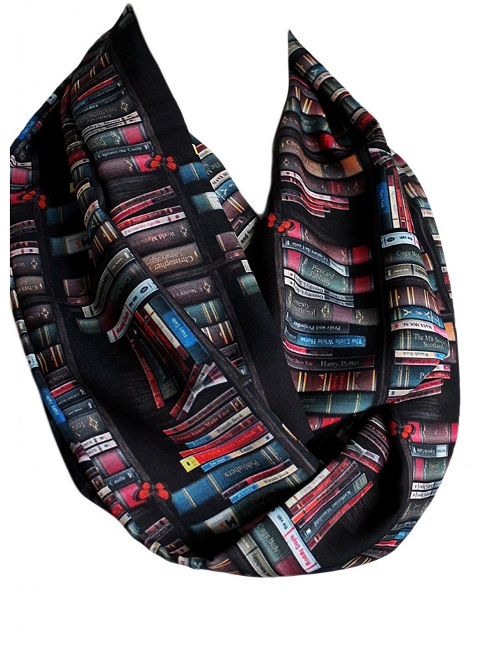 Etwoa's Bookshelf Black Infinity Scarf Circle Scarf Loop Scarf - CM12OBF9LMQ