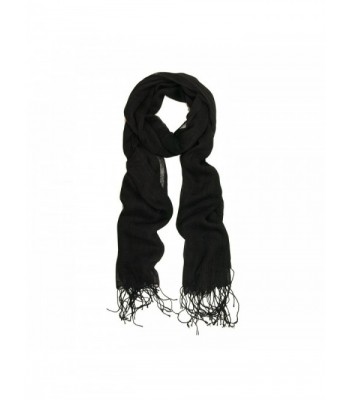 TrendsBlue Elegant Solid Color Viscose Fringe Scarf - Different Colors Available - Black - CD114V4JJUF