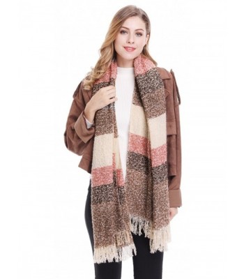 Women's Large Tassels Plaid Long Warm Soft Scarf Wraps Shawl - Pink ...