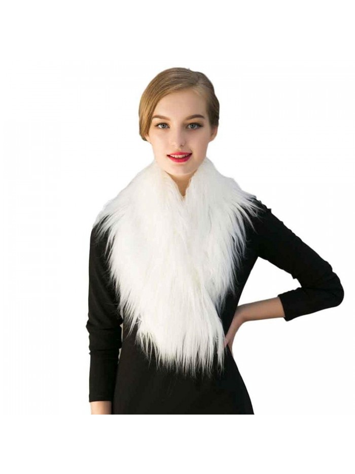 GBSELL Women's Ladies Winter Noble Scarf Faux Fur Wedding Shawl Wrap - White - CA12LMUKYDB