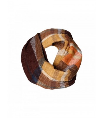 Golden Brown Plaid Tartan Infinity Scarf Funky Monkey Fashion Warm Cozy Scarves - CX1874YW2WT