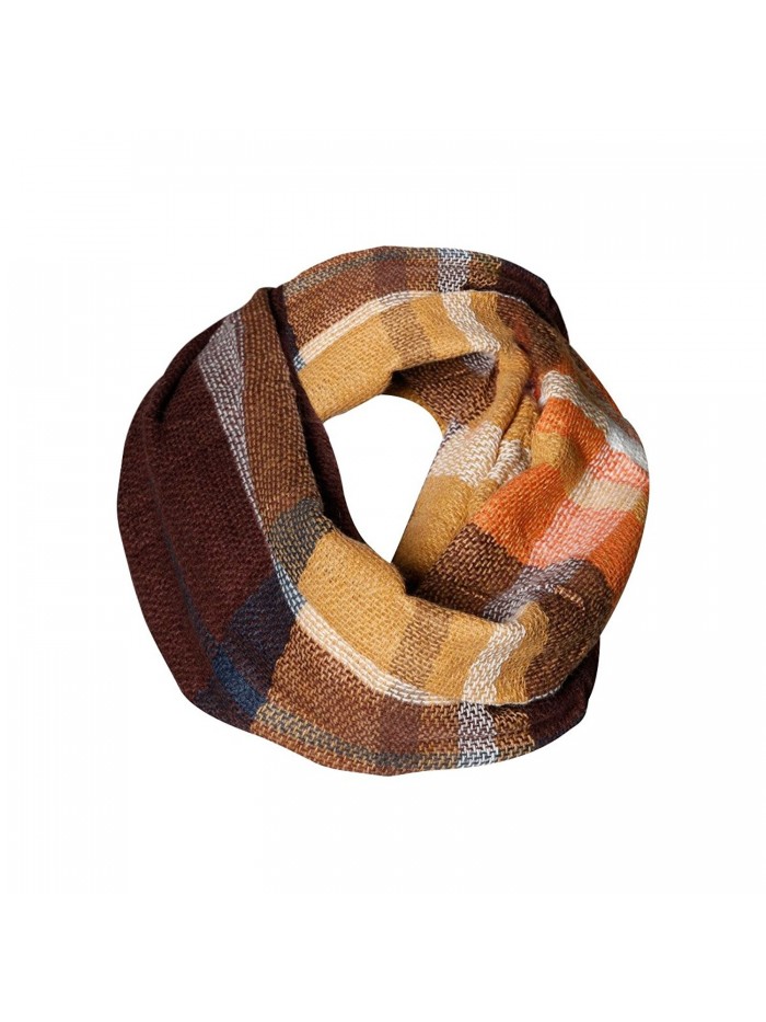 Golden Brown Plaid Tartan Infinity Scarf Funky Monkey Fashion Warm Cozy Scarves - CX1874YW2WT