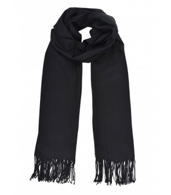 Women's Cashmere Like Fringe Blanket Shawl Scarf - Black - CT1202BFMUV