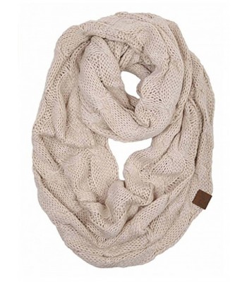 BYSUMMER C.C Soft Warm RIbbed knit Winter Infinity Loop Scarf - Beige - CZ12NYX6JXZ