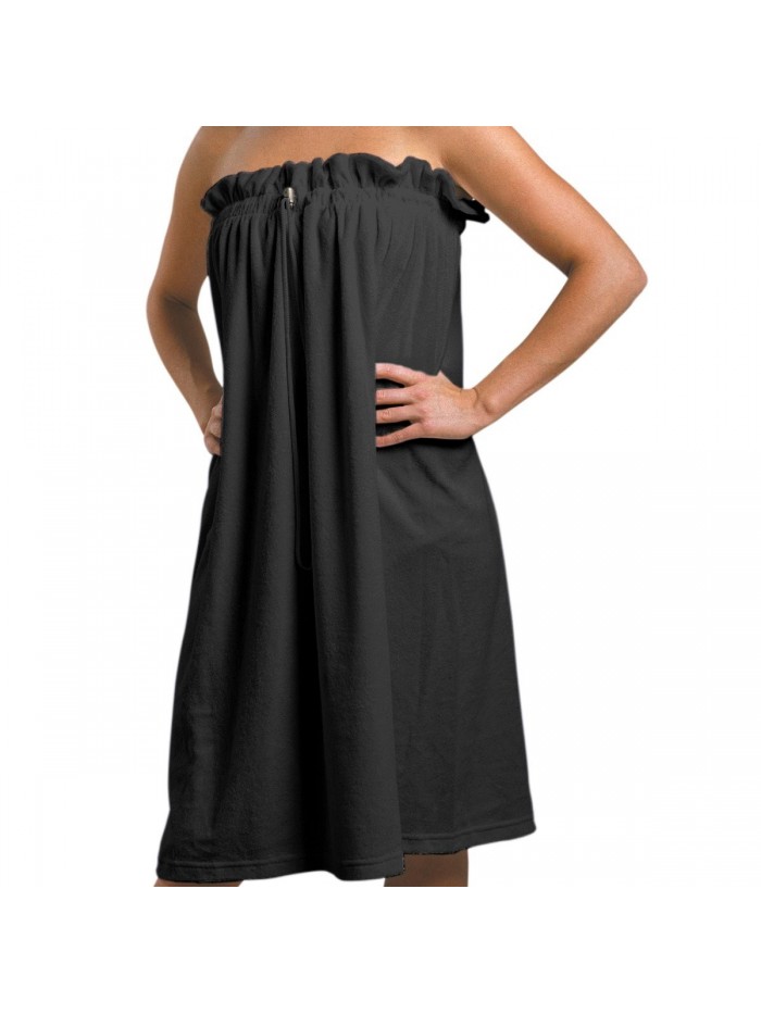 JMT Beauty Soft Black French Terrycloth Spa Wrap w/ Drawstring & Stopper-XL 58"X34" - CB11CIMI5JD