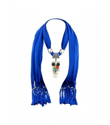 Iusun Luxury Women Heart Gemstone Necklace Scarves Shawl Soft Scarf Wraps - Blue 1 - CP12NSHTPEQ