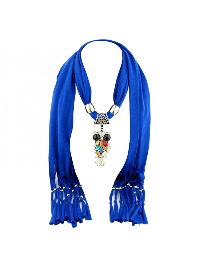 Iusun Luxury Women Heart Gemstone Necklace Scarves Shawl Soft Scarf Wraps - Blue 1 - CP12NSHTPEQ