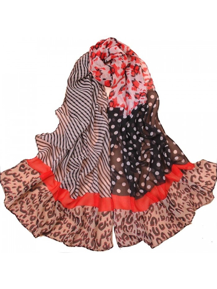 Leopard Cheetah Animal Print Stripe Polka Dot Scarf Shawl - C811TL81ZXF