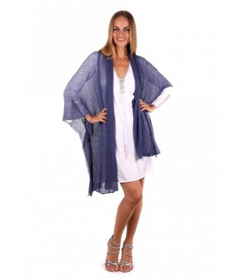 FrejaDesigns Women's Solid Knit Long Sleeve Maxi Cardigan- Casual Open Front Stretchable Long Jacket - Dark Blue - CC182E62ZC8