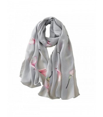 JIMINCI Womens Fashion Scarf 100% Silk Scarf - Gray - CX182A9KU9S