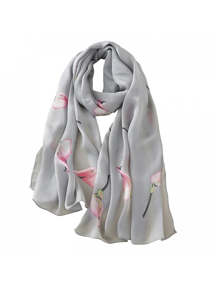 JIMINCI Womens Fashion Scarf 100% Silk Scarf - Gray - CX182A9KU9S