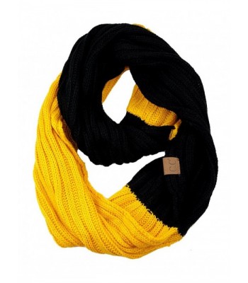 C.C Unisex College High School Sport Team Color Two Tone Winter Knit Scarf - Black/Gold - CA12M0VMN49