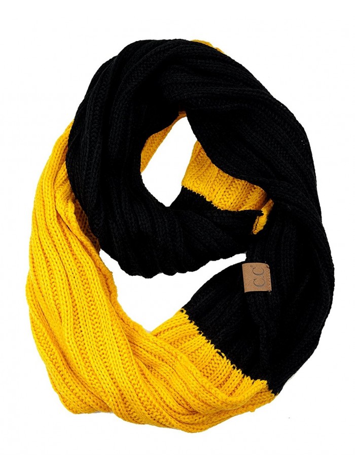 C.C Unisex College High School Sport Team Color Two Tone Winter Knit Scarf - Black/Gold - CA12M0VMN49