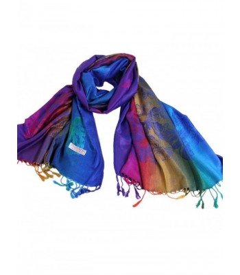NOVAWO Women's Particular Rainbow Butterfly Print Scarf/ Shawl/ Wrap - Sapphire Blue - CU11ORWJFTB