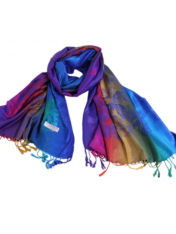NOVAWO Women's Particular Rainbow Butterfly Print Scarf/ Shawl/ Wrap - Sapphire Blue - CU11ORWJFTB