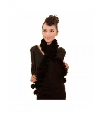 Binmer(TM)Women Winter Rabbit Fur Scarf Lady Casual Fur Scarves Fur Ball Velvet Scarf - Black - C6128V2IA01