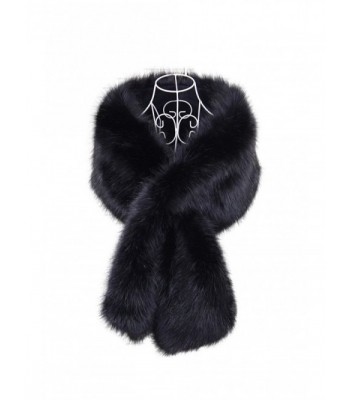 Women Faux Fox Fur Outwear for Autumn and Winter New Style Women's Fur Shawl Wrap - Black - C5185X7MGYM