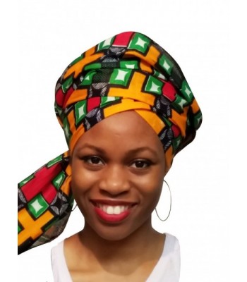 Orange-Green- Red African Print Ankara Head wrap- Multicolor Tie- scarf- One Size - CX12OI6M6J4