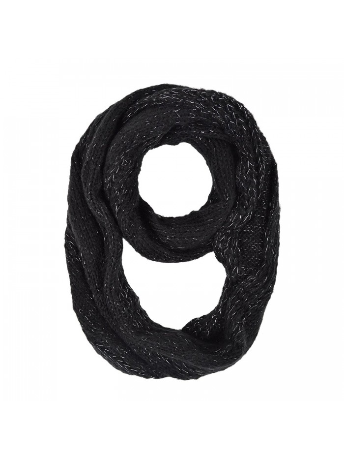 Premium Winter Glitter Knit Infinity Loop Circle Scarf - Different Colors - Black - C211PI866PJ