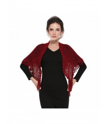 ZORJAR Wool Winter Knitted Scarf Crochet Triangle Fashion Scarves For Women - Wine - C412O6REBTE