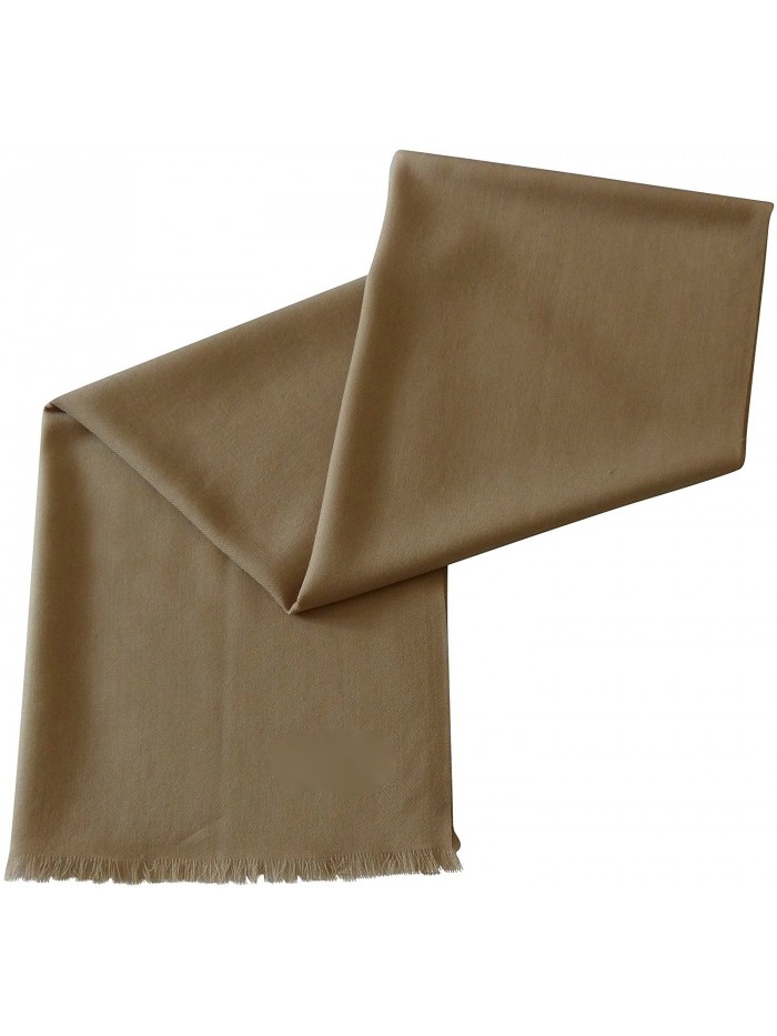 Solid Color Design 100% Wool 2 Ply Shawl Pashmina Scarf Wrap Stole CJ Apparel NEW - Beige - CE1279IELON