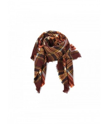 Women's Classic Tassel Plaid Scarf Warm Soft Chunky Large Shawl Scarves - Coffee - CZ187K0A07H