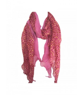 Leopard Animal Print Shawl Long Scarf Light Sheer Tonal Accent - Pink/Fuchsia/Yellow - C811CIGWR8J