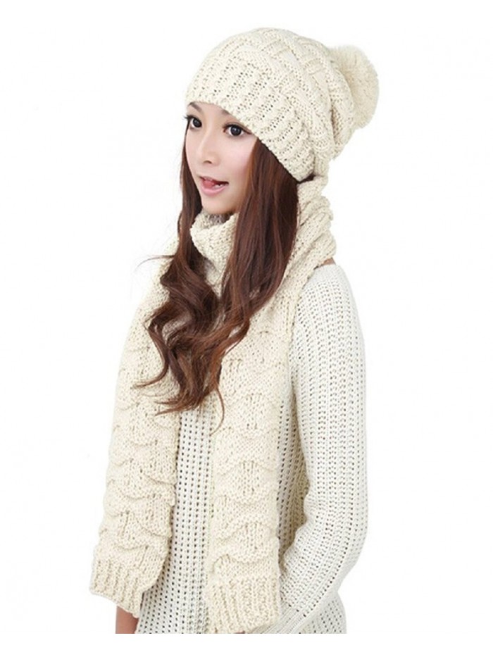 TCCSTAR Knitted Fashion Winter Attached - Cream White - C2186A28RNG