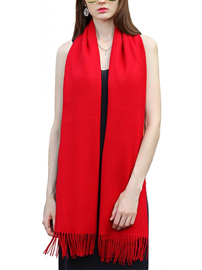 Super Soft Cashmere Blanket Scarf with Tassel Red Warm Shawl Gift Valentine's Day - Red - C01879IQT4W