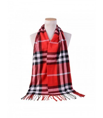 Spring fever Classic Plaid Noble Style Cashmere Feel Winter Warm Tartan Scarf - Red White - CM12O58B868