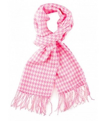 100% Cashmere Wool Scarf Houndstooth Design Made in Germany - Hot Pink - CM12E854HB7