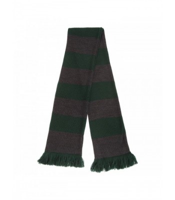 FLOSO Unisex House Style Knitted Winter Scarf With Fringe - Green/Gray - CI12BCE128D