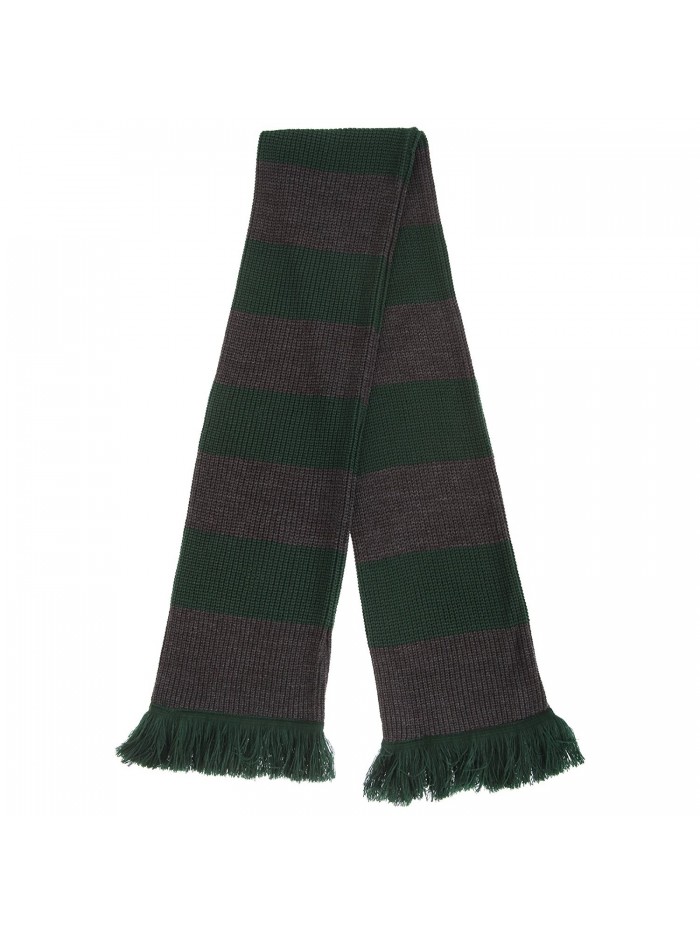 FLOSO Unisex House Style Knitted Winter Scarf With Fringe - Green/Gray - CI12BCE128D