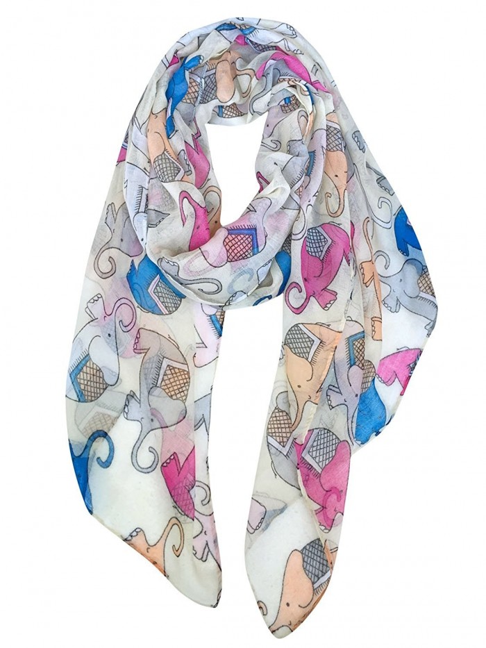 GERINLY Animal Print Scarves: Cute Elephant Pattern Wrap Scarf For Women - Cute Beige - C912M25WDQB