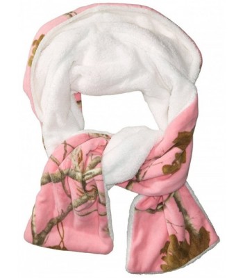 Realtree Women's Printed Fleece Hooded Oblong Scarf With Faux Fur Lining - Pink - CC184DAHOD3