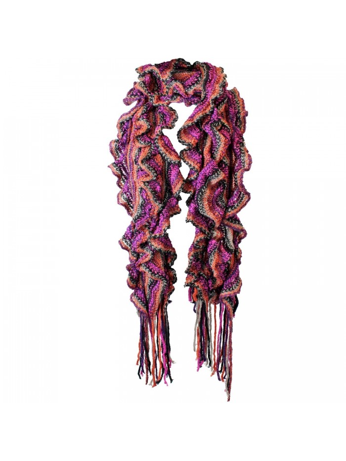 Spiral Ruffle Knit Winter Scarf - Purple - CG110C3VQJL