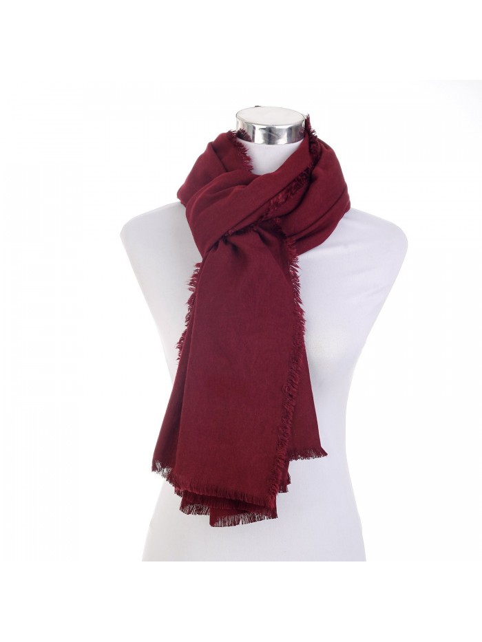 BEKILOLE Women/Men Solid Colored Cashmere Wraps Blanket Shawl Scarf Wrapping Neckwear - Wine Red - CF12NTUI27J